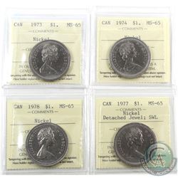 Nickel $1 1973, 1974, 1977 DJ SWL & 1978 ICCS Certified MS-65. 4pcs