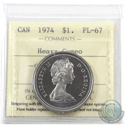 Nickel $1 1974 ICCS Certified PL-67 Heavy Cameo. Very tough grade!