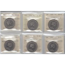 Nickel $1 1974 Varieties ICCS Certified: 1974 CH#1974-Rev-005 AU-50, 1974 Double Yoke #2 MS-62, 1974