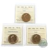 Image 1 : Loon $1 1990, 1992 Confederation & 1993 ICCS Certified MS-66. 3pcs