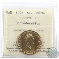 Loon $1 1992 Confederation ICCS Certified MS-67