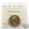 Image 1 : Loon $1 1992 Confederation ICCS Certified MS-67