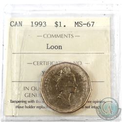 Loon $1 1993 ICCS Certified MS-67! TOP GRADE!