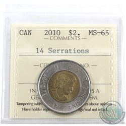 $2 2010 14 Serrations ICCS Certified MS-65
