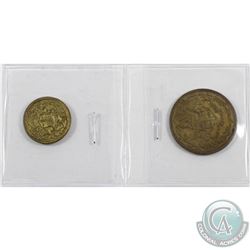 Hudson Bay Eastmain tokens. Lot includes a brass (1857) FT-2 1/2 Made Beaver EF-AU & (1857) FT-4 1/8