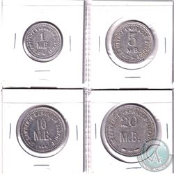 Set of four Hudson Bay Company St-Lawrence-Labrador District Tokens. Lot includes: 1, 5, 10, & 20 Ma