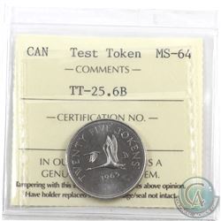 Test Token 1965 25-cent TT-25.6B ICCS Certified MS-64