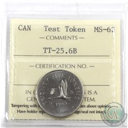 Test Token 1965 25-cent TT-25.6B ICCS Certified MS-62