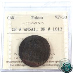 Token: AM5A1 North American 1781 Breton #1013 ICCS Certified VF-30
