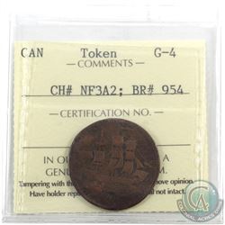 Token: NF3A2 Newfoundland 1858 Half Penny Breton 954 ICCS Certified G-4