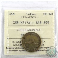Token: NS17A1 One Farthing W.L. White's Halifax House Cheap Dry Goods Store, Breton 899 ICCS Certifi