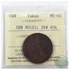 Token: NS1E2 Nova Scotia 1840 Half Penny, Medium "O" Breton 874 ICCS Certified MS-60.