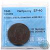 Token: NS1E4 Nova Scotia 1840 Half Penny Breton 874 CCCS Certified EF-40