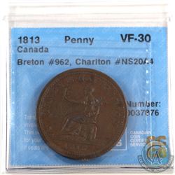 Token: NS20A4 Nova Scotia 1813 One Penny Trade & Navigation, Breton 962 CCCS Certified VF-30
