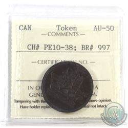 Token: PE10-38 Prince Edward Island Ships Colonies & Commerce Breton 997 ICCS Certified AU-50