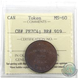 Token: PE7C4 Prince Edward Island 1857 Self Government & Free Trade Breton 919 ICCS Certified MS-60
