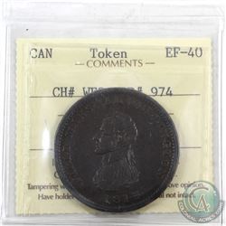 Token: WE3 Breton 974, 1813 Field Marshal Wellington One Penny Token ICCS Certified EF-40. No Wreath