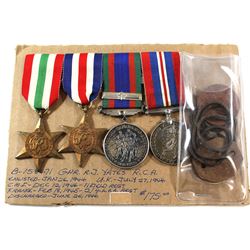 Voluntary WWII Medal, 1939-1945 War Medal, The Italy Star, The France and Germany Star & Dog Tags. G