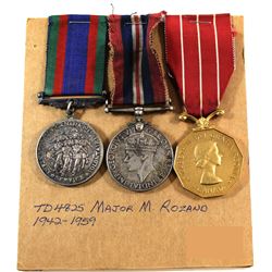 Named EIIR Canadian Forces Decoration Medal, Voluntary WWII Medal & 1939-1945 War Medal. Major M. Ro
