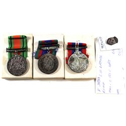 Voluntary WWII Medal, 1939-1945 Defence Medal, War Medal 1939-1945 & General Service Pin. L/Cpl. L.W