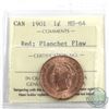 Image 1 : Planchet Flaw 1-cent Canada 1901 ICCS Certified MS-64 Red. Lamination Error at 6 o'clock on the obve