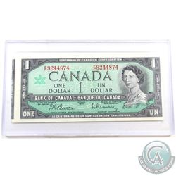 BC-45b-i-E25a-i 1967 Bank of Canada $1, cut out of register, Beattie-Rasminsky S/N: F/P9244874. Appr