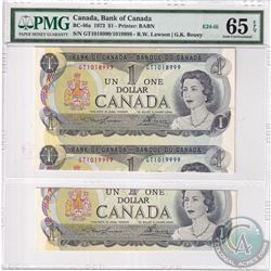 BC-46a 1973 Bank of Canada $1, Lawson-Bouey Folding and Cutting Error E24-iii. PMG Certified GUNC-65