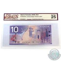 BC-68a-E6-ii 2005 Bank of Canada Double Denomination $10, Jenkins-Dodge S/N: BTU2186143. BCS Certifi