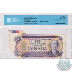 Error, BC-49b-E24-ii 1971 Bank of Canada $10 Folding & Cutting error. A visually impressive error wi