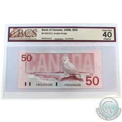 Error BC-59d-E2-i 1988 Bank of Canada $50, Knight-Dodge, S/N: FMC5644224, Ink Smear, BCS Certified E