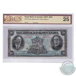630-14-12 1927 Royal Bank of Canada $20, Wilson-Holt. S/N: 463147-C. BCS Certified VF-25.