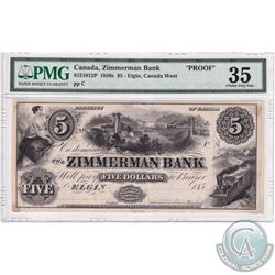 8151012P, 185_, $5, Elgin, Canada West, pp C, Proof Note, PMG Certified VF-35 (small edge piece miss