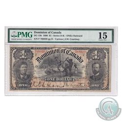DC-13b 1898 Dominion Of Canada $1, Series F, Outward ONE's, Various-Courtney, S/N: 788920-D. PMG Cer