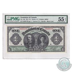 DC-18d 1911 Dominion Of Canada $1, Black Line, Series R, Various-Boville. S/N: 889917R-A. PMG Certif
