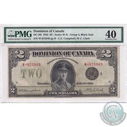 DC-26l 1923 Dominion of Canada $2, Black Seal, Series W, Group 4, Campbell-Clark, S/N: 975949-B. PMG