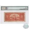 Image 2 : BC-6 1935 Bank of Canada French $5, Osborne-Towers, S/N: F062769-B PMG Certified VF-25 (rust). Note: