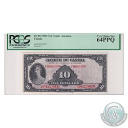 BC-8S 1935 Bank of Canada French Specimen $10, S/N: F0000000. PCGS Certified Very Choice New 64 PPQ!