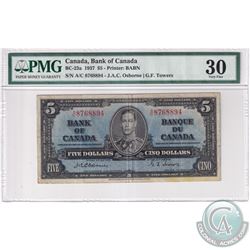 BC-23a 1937 Bank of Canada $5, Osborne-Towers, S/N: A/C8768894 PMG Certified VF-30 (stain)