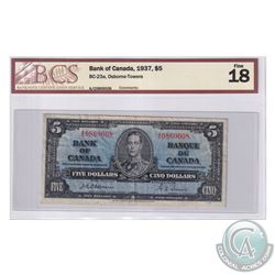 BC-23a 1937 Bank of Canada $5, Osborne-Towers, S/N: A/C0869008. BCS Certified F-18.