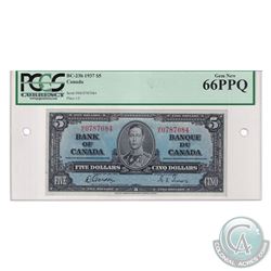 BC-23b 1937 $5 Bank of Canada, Gordon-Towers, S/N: M/C787084. PCGS Certified Gem New UNC-66 PPQ.