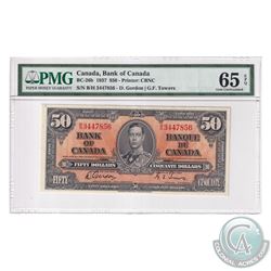 BC-26b 1937 Bank of Canada $50, Gordon-Towers, S/N: B/H3447856. PMG Certified GEM UNC-65 EPQ!