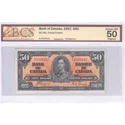 BC-26c 1937 Bank of Canada $50, Coyne-Towers, S/N: B/H4346441. BCS Certified AU-50 Original!