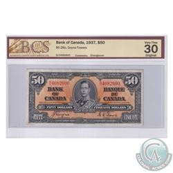 BC-26c 1937 Bank of Canada $50, Coyne-Towers, S/N: B/H4682600. BCS Certified VF-30 Original.