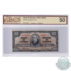 BC-27b 1937 Bank of Canada $100, Gordon-Towers, S/N: B/J0707334. BCS Certified AU-50.