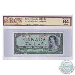 BC-29a 1954 Bank of Canada Devil's Face $1, Coyne-Towers, S/N: H/A1647230. BCS Certified Choice UNC-