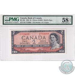 BC-30b 1954 Bank of Canada Devil's Face $2, Beattie-Coyne S/N: F/B7724089, PMG Certified Choice AU-5