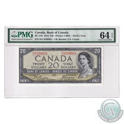 BC-33b 1954 Bank of Canada Devil's Face $20, Beattie-Coyne, S/N: B/E8599981. 'Changeover' PMG Certif