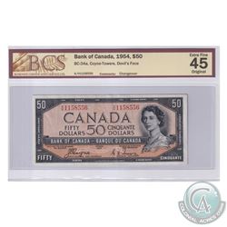 BC-34a 1954 Bank of Canada Devil's Face $50. Coyne-Towers, S/N: A/H1158556. BCS Certified EF-45 Orig
