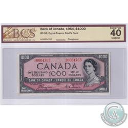 BC-36 1954 Bank of Canada Devil's Face $1000, Coyne-Towers S/N: A/K0004763. BCS Certified EF-40 Orig
