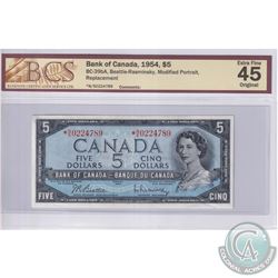 BC-39bA 1954 Bank of Canada Modified Replacement $5, Beattie-Rasminsky, S/N: *N/S0224789 BCS Certifi